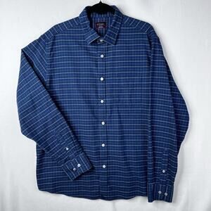 UNTUCKit Flannel Shirt Mens XL Button-Up Blue Plaid Cotton Long Sleeve Michelot